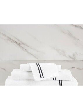 Frette Hotel Classic Wash Cloth 12" x 12" White/Ash Gray 100% Cotton NEW!